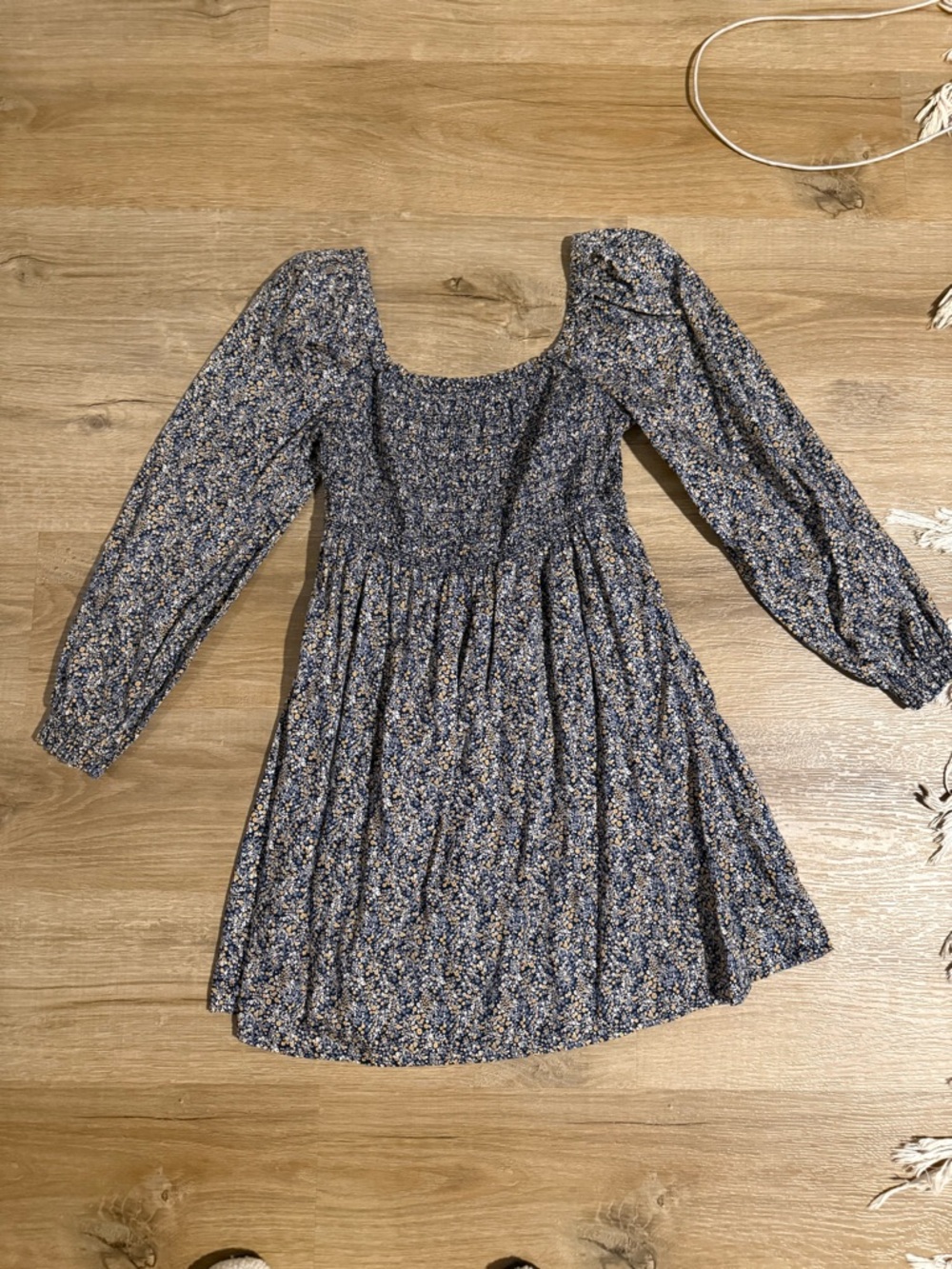 Floral Square-Neck Smocked Mini Dress
